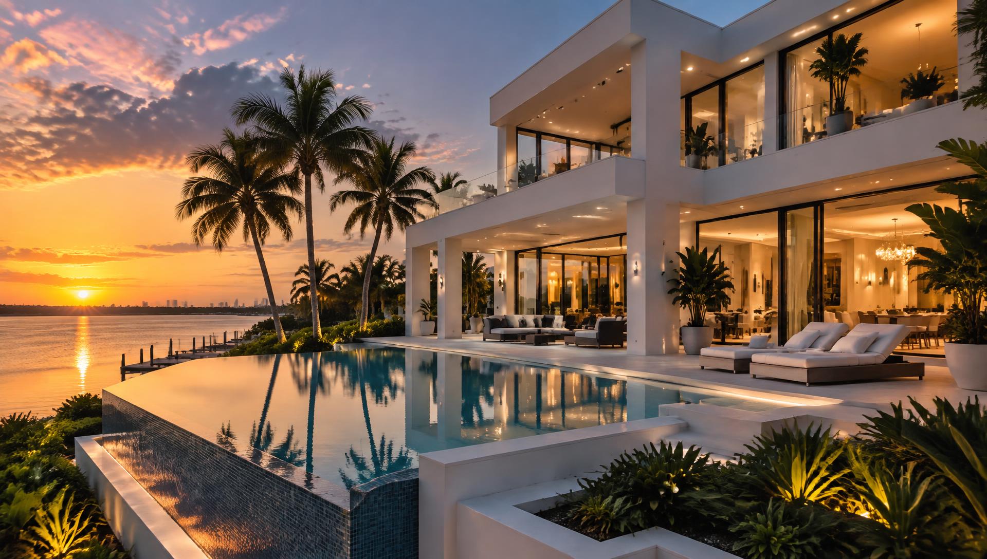 Contemporary Orlando residence at dusk